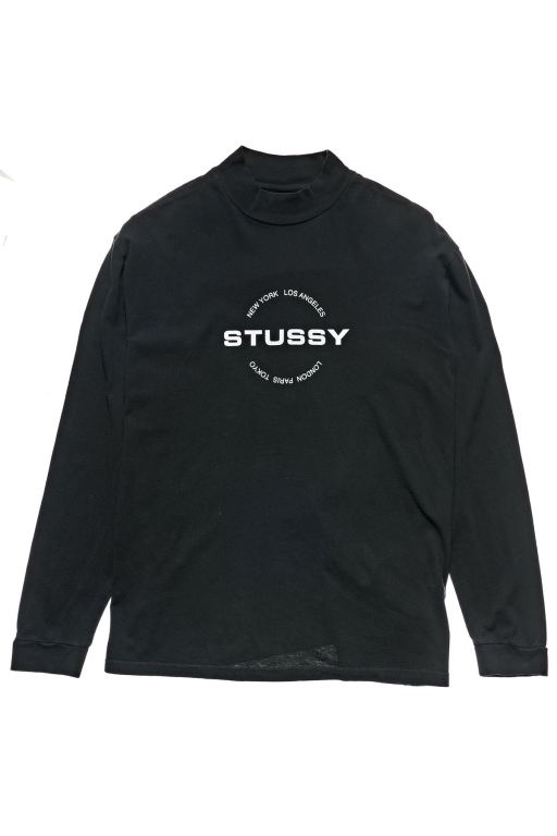 Stussy Womens Circles Mock Neck LS OS Long Sleeve T Shirt Black - DASPW9720